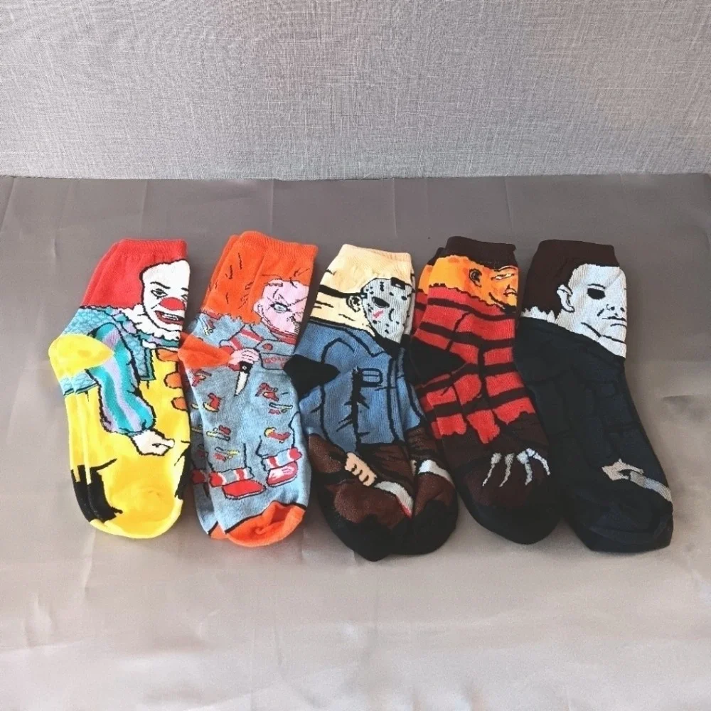 NWT Halloween Horror Movie Character Socks 5 Pairs Iconic Antagonistic Stars 5-9